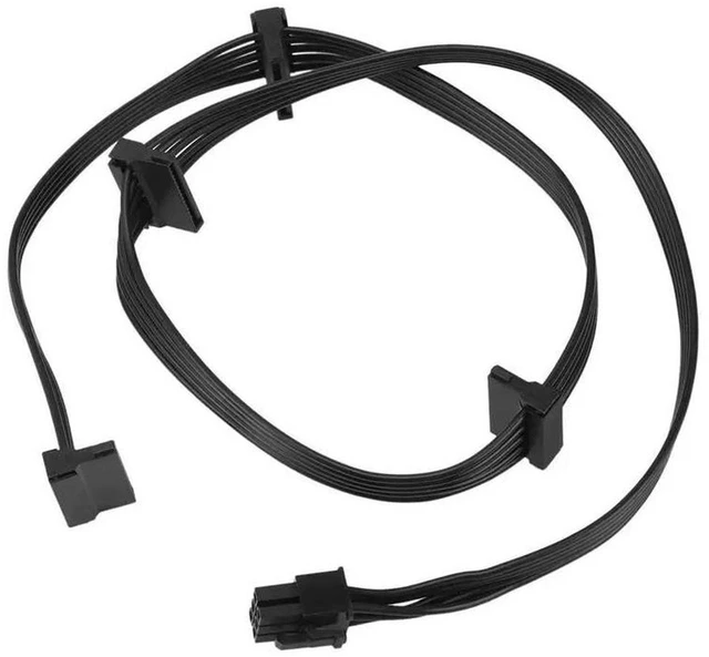 Alt view image 2 of 3 - AJMRTC 4 Pack PCIe 6Pin Male to 4 SATA Power Supply Cable, Modular PSU Cable for Seasonic Focus+, MK3, FX, P Series 850PX 750PX 650PX 550PX, PCI 6 Pin to SATA Power Adapter Cord
