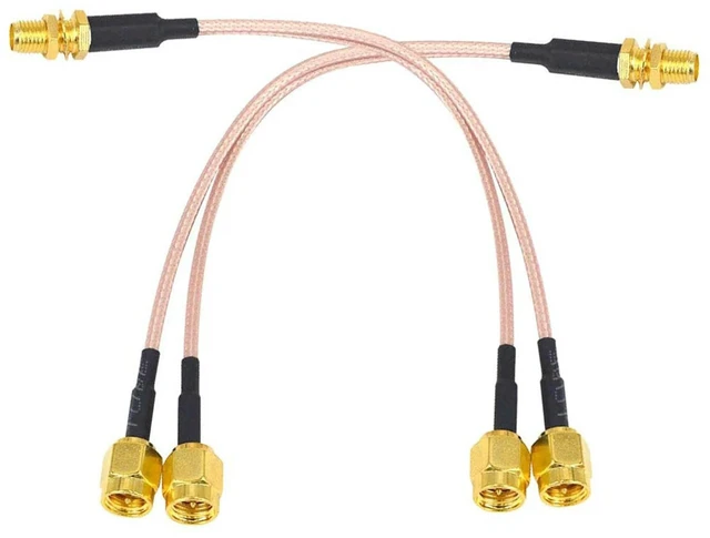 Alt view image 3 of 3 - AJMRTC SMA Female to 2XSMA Male Y-Type Splitter Combiner Pigtail Cable, RG316 Coaxial Extension Cord, Straight Connector Antenna Splitter Cable for RF Wireless Antenna
