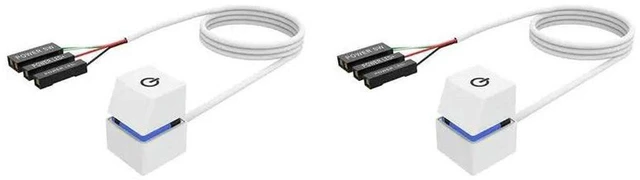 Main image of AJMRTC 2X 2M Blue LED External PC Power Switch Button with Extension Cable, Desktop Computer On/Off Startup Switch for Test Bench, PC Case Mod & Hardware Debugging