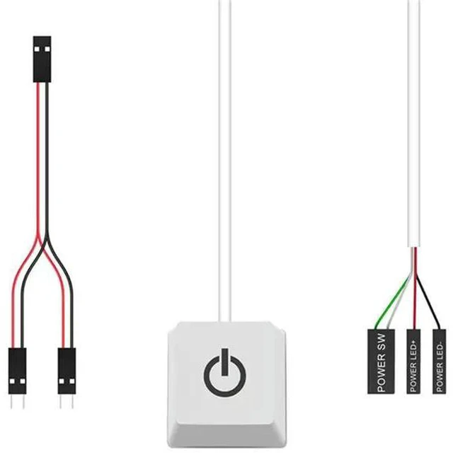 Alt view image 3 of 3 - AJMRTC 2X 2M Blue LED External PC Power Switch Button with Extension Cable, Desktop Computer On/Off Startup Switch for Test Bench, PC Case Mod & Hardware Debugging