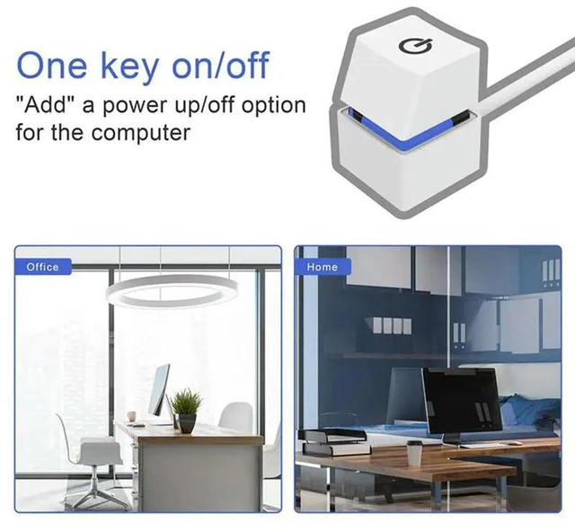 Alt view image 2 of 3 - AJMRTC 2X 2M Blue LED External PC Power Switch Button with Extension Cable, Desktop Computer On/Off Startup Switch for Test Bench, PC Case Mod & Hardware Debugging