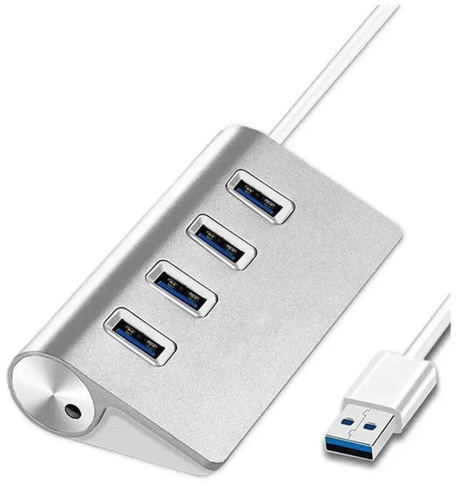 Main image of AJMRTC 4 Port USB 3.0 Hub 5Gbps SuperSpeed USB Splitter with Power Adapter, USB 2.0 Backward Compatible USB Expander for Laptop, Desktop PC, Flash Drive, Hard Drive, Multi Device Computer Accessories