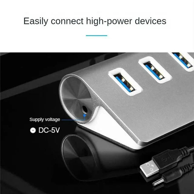 Alt view image 3 of 3 - AJMRTC 4 Port USB 3.0 Hub 5Gbps SuperSpeed USB Splitter with Power Adapter, USB 2.0 Backward Compatible USB Expander for Laptop, Desktop PC, Flash Drive, Hard Drive, Multi Device Computer Accessories