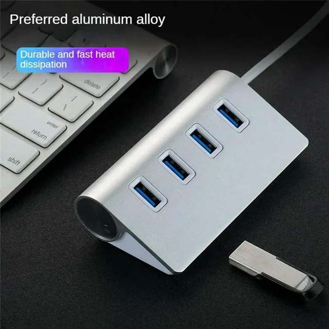 Alt view image 2 of 3 - AJMRTC 4 Port USB 3.0 Hub 5Gbps SuperSpeed USB Splitter with Power Adapter, USB 2.0 Backward Compatible USB Expander for Laptop, Desktop PC, Flash Drive, Hard Drive, Multi Device Computer Accessories