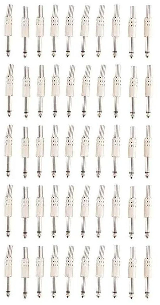 Main image of AJMRTC 6.35mm Mono Audio Plug, 1/4 Inch Male Monaural Jack Connector for Microphone, Amplifier, Speaker Audio Cable Soldering Repair, 50Pcs Pack