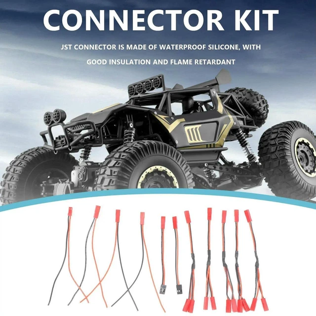 Main image of AJMRTC 11PCS JST Plug Splitter Cable Set, JST Male Female Y Splitter & JST to JR Adapter Wire for Traxxas TRX-4 RC Car, Cooling Fan, ESC, Motor RC Model Accessories