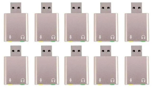 Main image of AJMRTC 10Pcs External USB 7.1 Sound Card, USB to 3.5mm Jack Audio Adapter, Stereo Headphone Microphone Sound Card Converter for PC Laptop Desktop Computer