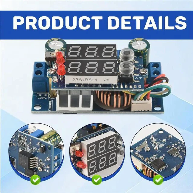 Alt view image 3 of 3 - AJMRTC DC 6-36V 5A MPPT Solar Charge Controller Module, LED Digital Display DC-DC Step Down CC CV Power Supply Voltage Regulator for Solar Panel Battery Charging