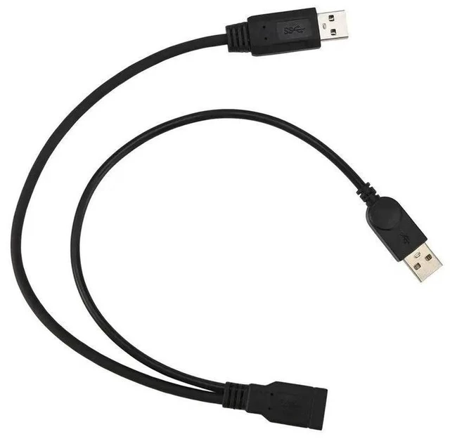 Alt view image 2 of 3 - AJMRTC Black USB 3.0 Female to Dual USB Male Y Extension Cable, Extra Power & Data Y Cord for 2.5 Inch Portable External Mobile Hard Disk Drive