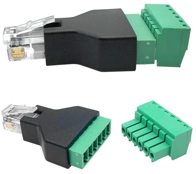 Alt view image 2 of 3 - AJMRTC 5Pcs RJ12 Male to 6 Pin Screw Terminal Block Adapter, RJ12 6P6C Modular Connector for Cat3 Handset Cable Extension, Telephone Line Breakout Board