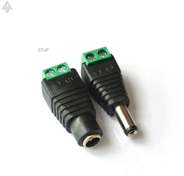 Alt view image 2 of 3 - AJMRTC 1 Pair 5.5x2.1mm DC Power Connector, Male Female 2.1mm x 5.5mm Barrel Jack Plug Adapter, Solderless Terminal Connector for CCTV Security Camera, LED Strip, Router Low Voltage Power Supply