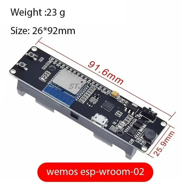 Alt view image 3 of 3 - AJMRTC ESP8266 Development Board, WeMos D1 ESP-Wroom-02 Mother Board, Mini NodeMCU Module with Charging Function, Support PWM I2C, WiFi Wireless Development Board for IoT Electronic DIY Projects