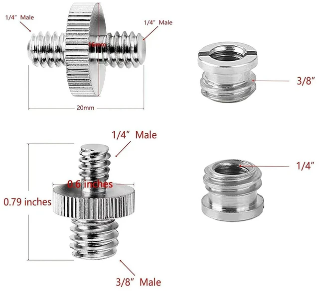 Alt view image 3 of 3 - AJMRTC 22 Pcs Camera Screw Mount Set, 1/4 to 3/8 Tripod Screw Adapter, 1/4 to 1/4 Screw & Camera Hot Shoe Mount Adapter Kit for Tripod, Monopod, Camera Cage, Flash Light, Photography Accessories