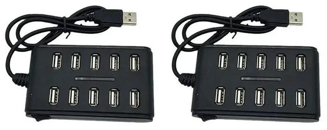 Main image of AJMRTC 2 Pack 10 Port USB 2.0 Hub, High Speed Extension Cable USB Splitter Adapter, Multi-Port USB Expander for Laptop, Desktop PC, PCB Interface and USB Peripheral Devices