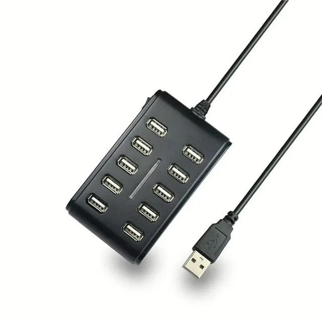 Alt view image 2 of 3 - AJMRTC 2 Pack 10 Port USB 2.0 Hub, High Speed Extension Cable USB Splitter Adapter, Multi-Port USB Expander for Laptop, Desktop PC, PCB Interface and USB Peripheral Devices
