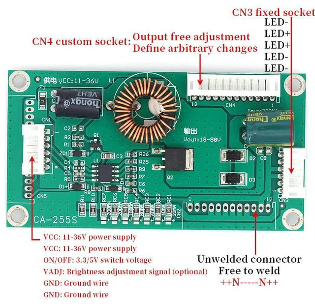 Alt view image 3 of 3 - AJMRTC CA-255S CA255 Universal LED LCD TV Backlight Constant Current Board, 10-48 Inch Boost Driver Inverter Board Step Up Power Module for TV Backlight Repair