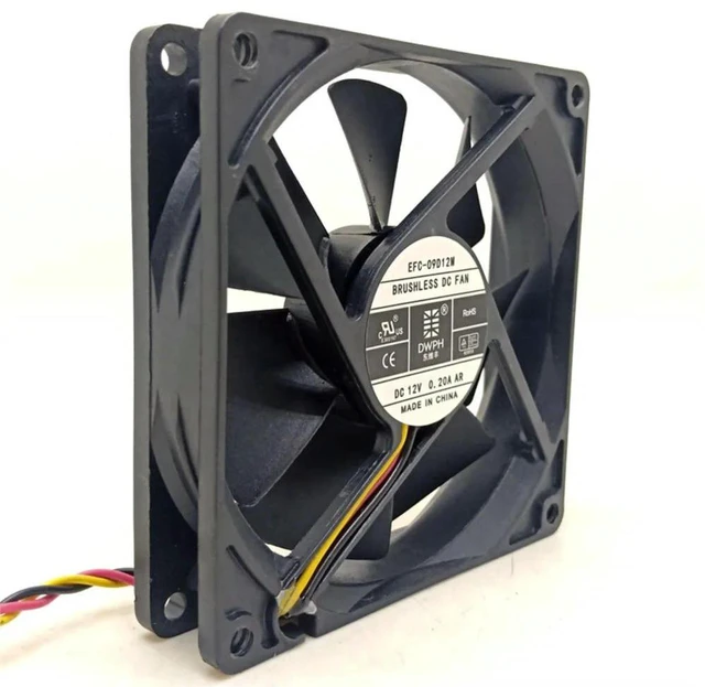 Alt view image 2 of 3 - AJMRTC EFC-09D12M 90mm RD Alarm Cooling Fan, DC 12V 0.20A 3Pin Axial Fan with Rotation Detect Alarm for Power Supply, Server, Inverter Heat Dissipation
