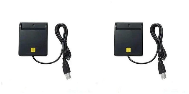 Main image of AJMRTC 2 Pack USB Smart Card Reader, EMV IC ID Bank Chip Card Reader, USB-CCID ISO 7816 Compliant, Support 7 8 10 Pin Cards, Plug & Play for Linux OS, Windows, Mac, E-Banking ID Authentication