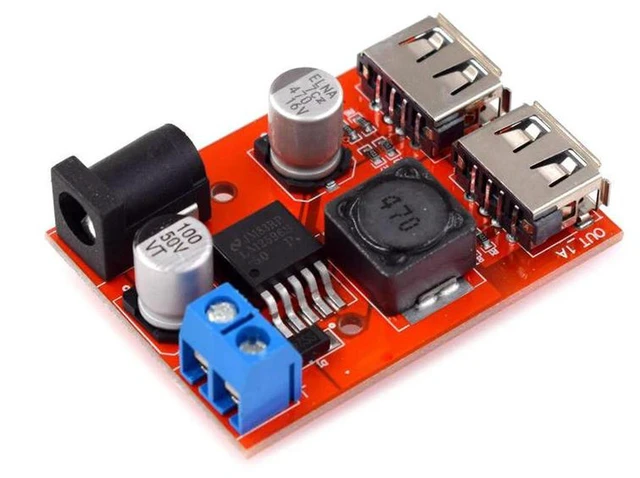 Alt view image 2 of 3 - AJMRTC LM2596 LM2596S Dual USB DC-DC Step Down Buck Converter Board, 9V 12V 24V 36V to 5V 3A Power Reduction Module, Car Charger & Solar Power Supply Voltage Regulator Board
