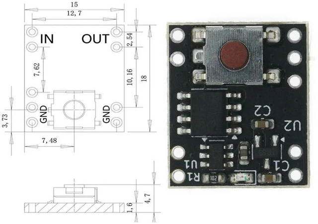 Main image of AJMRTC One-Touch Power Switch Module, Electronic Latching Power Button for Load On/Off Control, Replaces Traditional Mechanical Switches for DIY Circuit, Smart Device Power Control Board