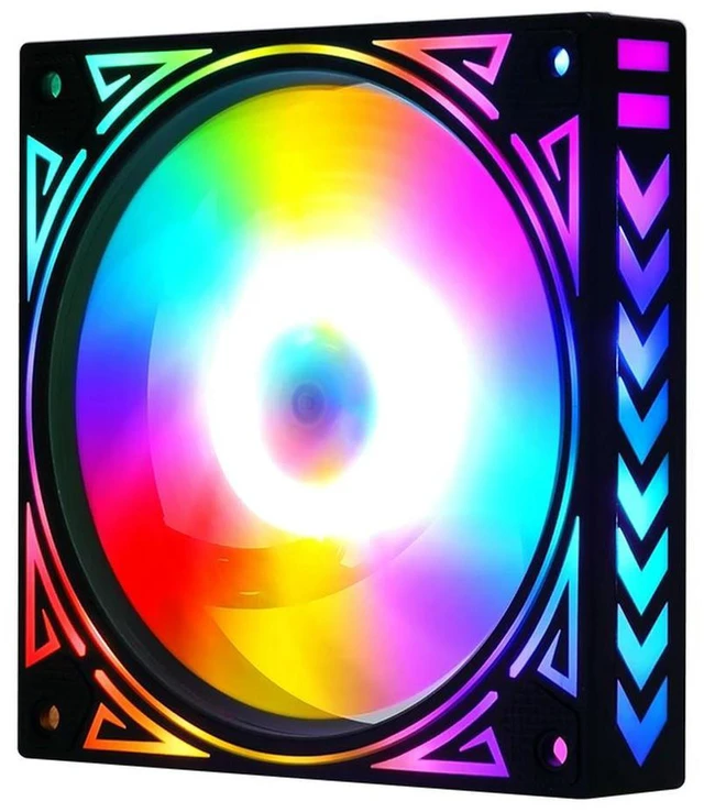 Alt view image 2 of 3 - AJMRTC 120mm DC 12V PC Cooling Fan, Rainbow Iridescent LED Chassis Fan with 3Pin + Molex 4D Dual Connectors, Silent Computer Fan for Gaming PC Setup, Water Cool Radiator Heat Dissipation