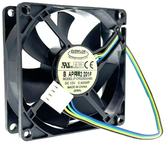 Main image of AJMRTC F128025SU (48) 8025 PWM Cooling Fan, 80mm 8cm 80x80x25mm DC12V 0.40A 4400RPM High Speed 4-Pin Brushless Fan, Replacement PC CPU Case Cooler for Computer Chassis, Industrial Power Supply