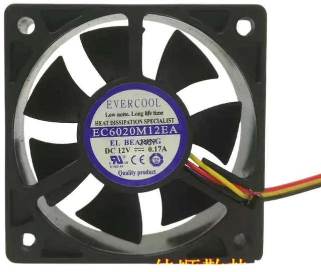 Alt view image 2 of 3 - AJMRTC EC6020M12EA 6020 Cooling Fan, 60mm 60x60x20mm DC12V Ultra Quiet 3-Pin Hydraulic Bearing Brushless Axial Fan, Low Noise Replacement Cooler for PC Case, CPU, PCB Board & Industrial Electronic