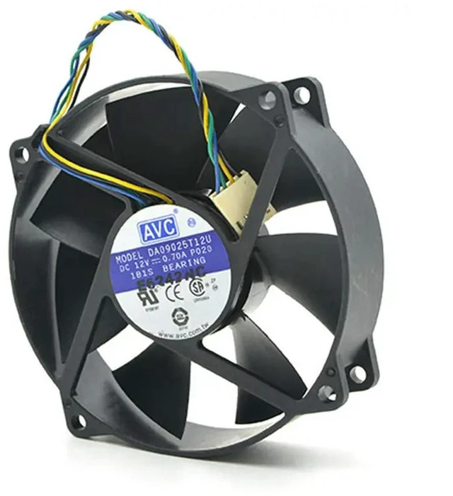 Alt view image 2 of 3 - AJMRTC 90mm PWM Round Cooling Fan Replacement for AVC DA09025T12U, 90×90×25mm 9025 DC 12V 0.70A, 4 Wire 4Pin PWM Connector Axial Fan, 9CM Brushless Cooler Fan for CPU Heatsink, PC Case & Chassis Heat