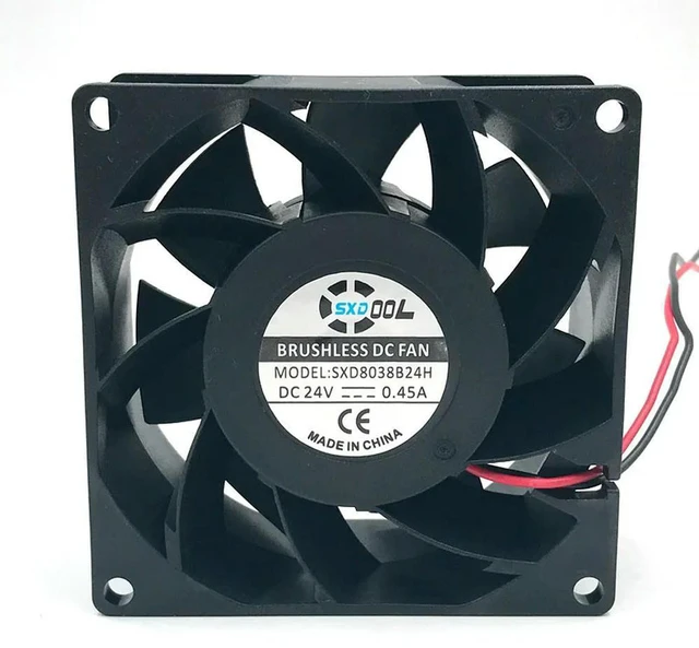 Alt view image 2 of 3 - AJMRTC 8038 80mm DC24V Cooling Fan, 80×80×38mm Dual Ball Bearing 0.45A High Speed High CFM Axial Fan, Heavy Duty Cooler Fan for Server, Inverter, Industrial Cabinet Heat Dissipation
