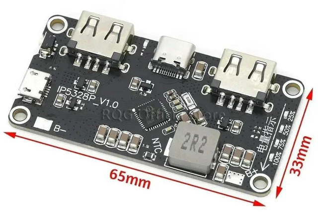 Main image of AJMRTC IP5328P Power Bank Charger Module, 3.7V Step Up Board with Dual USB & Type-C Port, QC2.0 QC3.0 Fast Quick Charge Power Bank Circuit Board for DIY Portable Charger Treasure