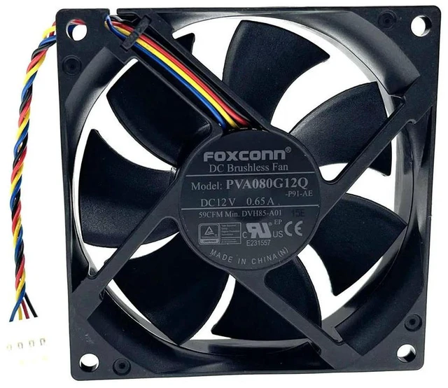 Alt view image 2 of 3 - AJMRTC PVA080G12Q DVH85-A01 8025 PWM Cooling Fan 80x80x25mm DC12V 59CFM 4-Pin 4Wire Brushless Fan, High Airflow Replacement Cooler for Server, Inverter, Computer Chassis Heat Dissipation