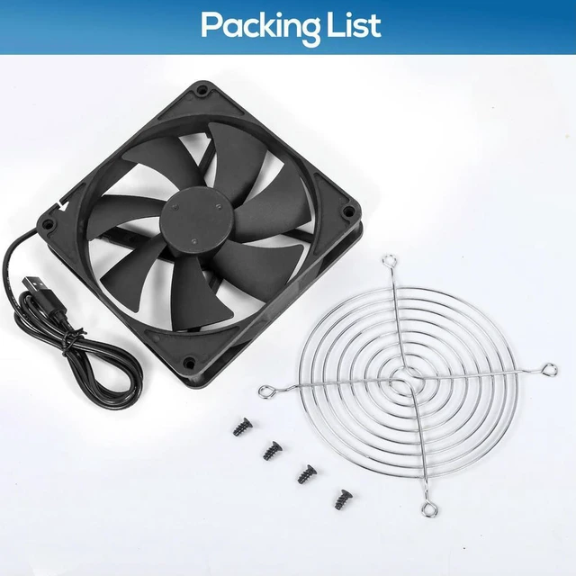 Alt view image 3 of 3 - AJMRTC 140mm USB Cooling Fan 140x140x25mm DC5V Ball Bearing 14CM PC Case Fan, USB Powered Quiet Axial Fan for Computer Desktop CPU, Gaming Cabinet, Electronic Device Heat Dissipation