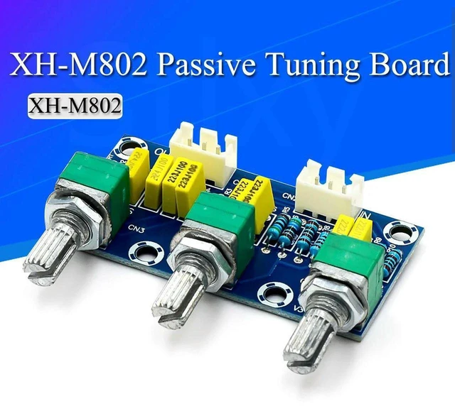 Main image of AJMRTC XH-M802 Passive Tone Control Board, Audio Amplifier Preamp Power Module, Treble Bass Adjustment DIY Electronic PCB Board for Audio Speaker Sound Modification