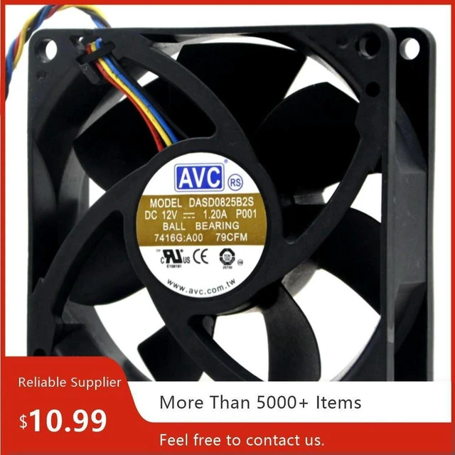 Main image of AJMRTC 8025 Server Chassis Cooling Fan Replacement for AVC DASD0825B2S, DC 12V 1.20A 8CM 4-Pin PWM Dual Ball Bearing High Speed Fan for Server Industrial Case Heat Dissipation