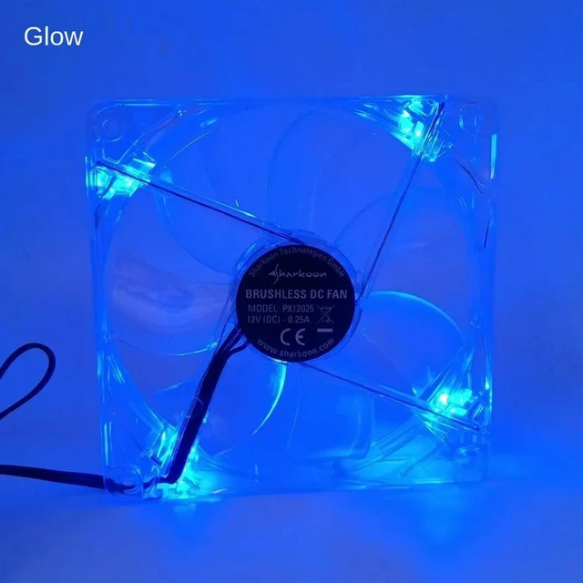 Alt view image 2 of 3 - AJMRTC 120mm 12cm Blue LED Transparent Computer Case Cooling Fan, 12V 0.25A 3 Pin 3 Lines Ultra Quiet PC Chassis Light-emitting Fan, Universal for Desktop PC Computer Cases, CPU Radiator System Coolin
