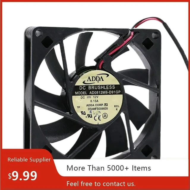 Alt view image 2 of 3 - AJMRTC 80mm 8015 Ultra Thin Cooling Fan Replacement for ADDA AD0812MB-D91GP, DC 12V 0.15A 2-Wire 80×80×15mm Compact Chassis Fan, Brushless DC Fan for PC Case, Power Supply, Industrial Equipment Coolin