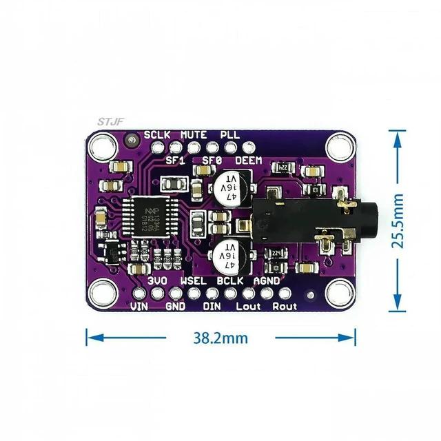 Alt view image 2 of 3 - AJMRTC UDA1334A I2S DAC Audio Stereo Decoder Module, 1334 I2S Digital to Analog Converter Board, 3.3V-5V Power Supply Audio DAC Module for Audio DIY Projects