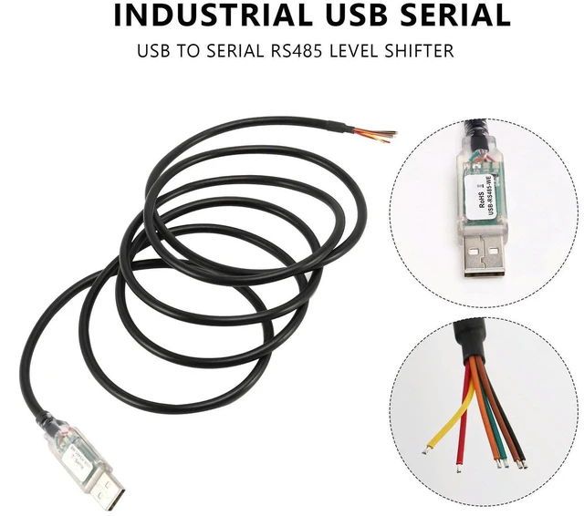 Alt view image 2 of 3 - AJMRTC USB to RS485 Serial Adapter Cable, 1.8M Long Wire End USB-RS485-WE-1800-BT Cable for Industrial Control, PLC and Various Industrial Equipment Communication