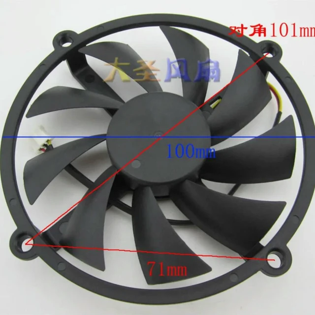 Alt view image 2 of 3 - AJMRTC PLA09215D12M Graphics Card Cooling Fan, DC 12V 0.35A Ball Bearing 100mm GPU Replacement Fan for AMD Radeon HD5850 HD5870 HD5830 Video Card Cooler