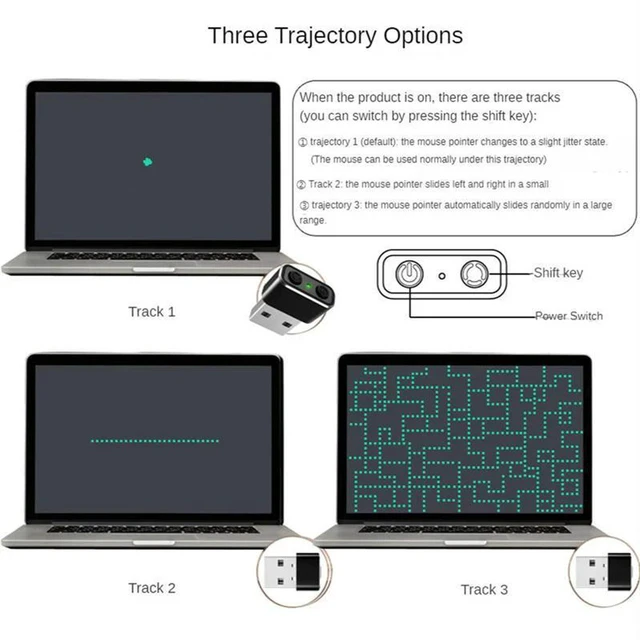 Alt view image 2 of 3 - AJMRTC 1PCS USB Mouse Mover Jiggler, Virtual Mouse Simulator, Auto Move Cursor Prevent Computer Sleep & Lock Screen, Plug and Play USB Mouse Activity Simulator for Laptop PC