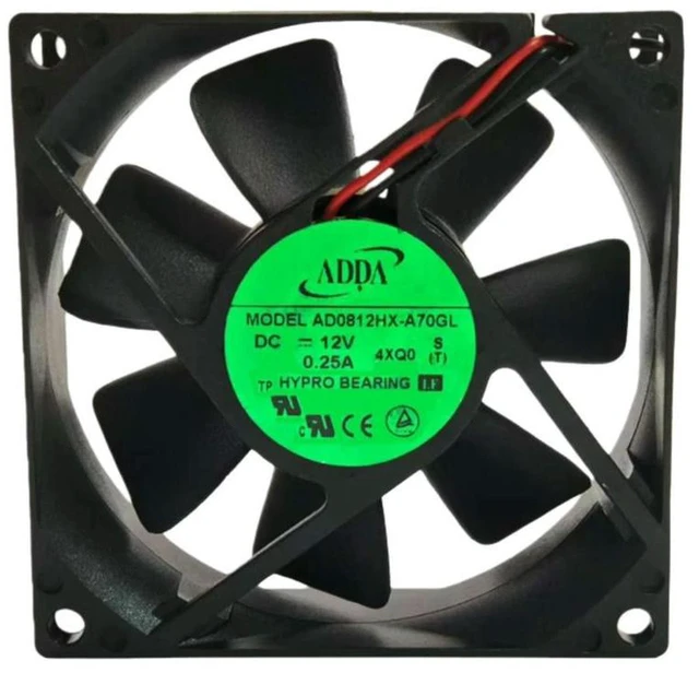 Alt view image 2 of 3 - AJMRTC 80mm 8025 DC12V Cooling Fan Replacement for ADDA AD0812HX-A70GL, 80×80×25mm 0.25A HYPRO Bearing 3000RPM 40.26CFM Low Noise Industrial Axial Fan