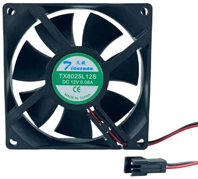Alt view image 2 of 3 - AJMRTC TX8025L12S 8025 Ultra-Quiet Case Cooling Fan, 80×80×25mm 8CM DC12V 0.08A 2-Pin Low Noise Axial Fan, Energy Saving Mute Chassis Cooler for PC and Electronic Equipment Heat Dissipation