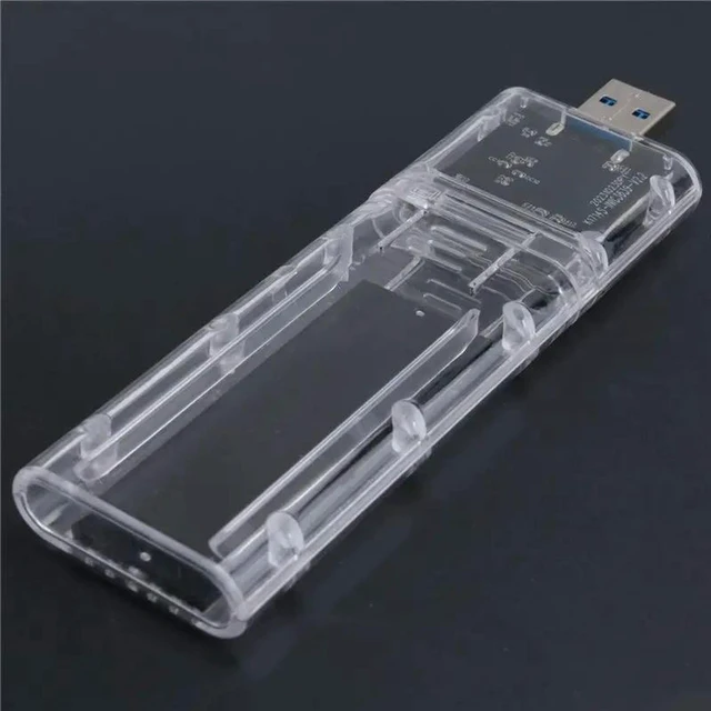 Alt view image 2 of 3 - AJMRTC Transparent M.2 NGFF SATA SSD Enclosure, USB3.0 Gen1 5Gbps High Speed External SSD Hard Drive Case, Portable M.2 SATA Adapter for PC Laptop Data Storage and Backup