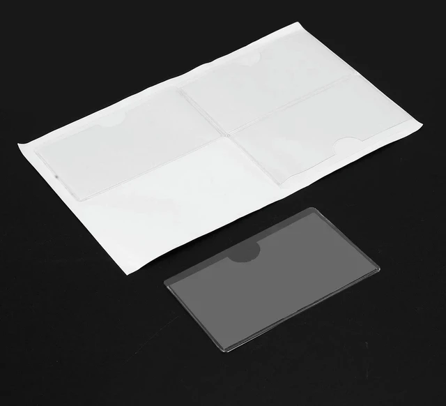 Alt view image 2 of 3 - AJMRTC 60Pcs Self-Adhesive Clear Card Pockets, Top Open Index Card Holders, Waterproof Transparent Library Label Card Sleeves for Office, Warehouse, Inventory Index Card Storage