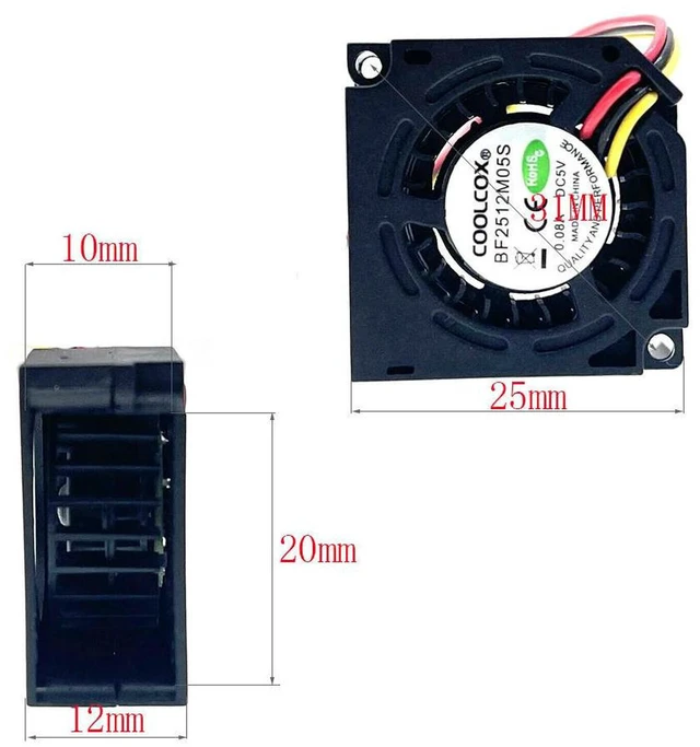 Alt view image 3 of 3 - AJMRTC BF2512M05S 25mm Centrifugal Blower Fan, 25X25X12mm DC Brushless Micro Cooling Fan 5V 0.08A 8000RPM Mini Turbo Cooler for Projector, UAV, Server, Embedded Devices, Small Electronics Heat Dissipa