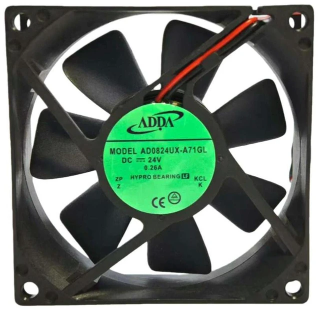 Alt view image 2 of 3 - AJMRTC AD0824UX-A71GL 8025 Cooling Fan, 80mm × 80mm ×25mm DC 24V High Speed Ball Bearing Fan 6000RPM, Replacement Fan for ADDA, Industrial Brushless Cooler for Inverter, Control Cabinet, Chassis Heat