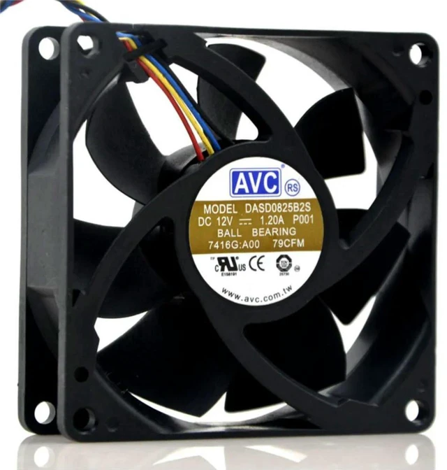 Alt view image 3 of 3 - AJMRTC DASD0825B2S 8025 Server Chassis Cooling Fan, 80x80x25mm 8CM DC12V 1.20A 4-Pin 4-Wire Dual Ball Bearing Brushless Fan Replacement for AVC, High Airflow Cooler for Server, Industrial Cabinet, PC