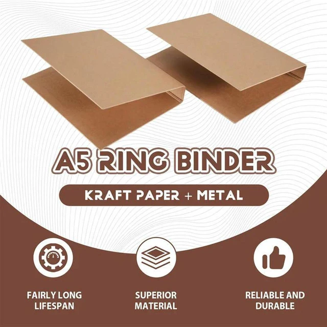 Main image of AJMRTC 2Pcs A5 Kraft Paper Binder Tray, A5 2-Ring Kraft Paper Folders, Loose Leaf Binder Folder for Adding Loose Sheets, Portable Paper Organizer for Notes, Receipts, Invoices, Office School Document