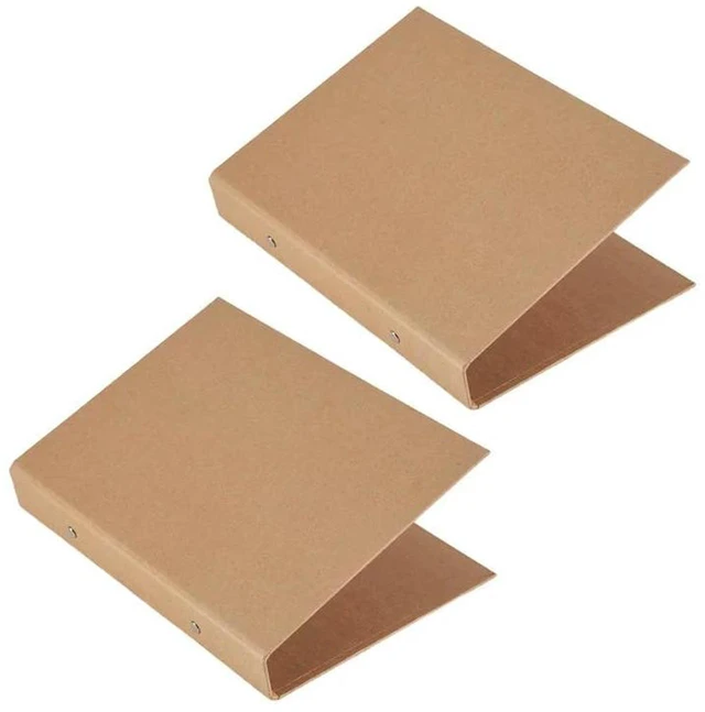 Alt view image 3 of 3 - AJMRTC 2Pcs A5 Kraft Paper Binder Tray, A5 2-Ring Kraft Paper Folders, Loose Leaf Binder Folder for Adding Loose Sheets, Portable Paper Organizer for Notes, Receipts, Invoices, Office School Document