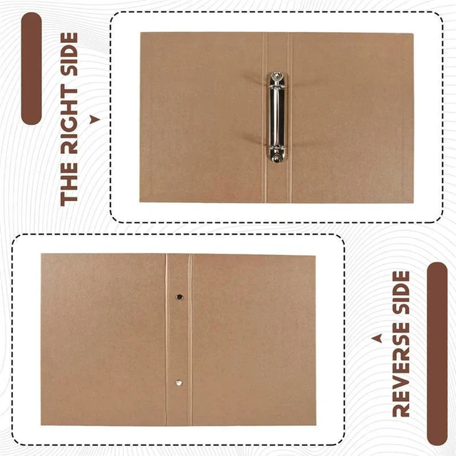 Alt view image 2 of 3 - AJMRTC 2Pcs A5 Kraft Paper Binder Tray, A5 2-Ring Kraft Paper Folders, Loose Leaf Binder Folder for Adding Loose Sheets, Portable Paper Organizer for Notes, Receipts, Invoices, Office School Document